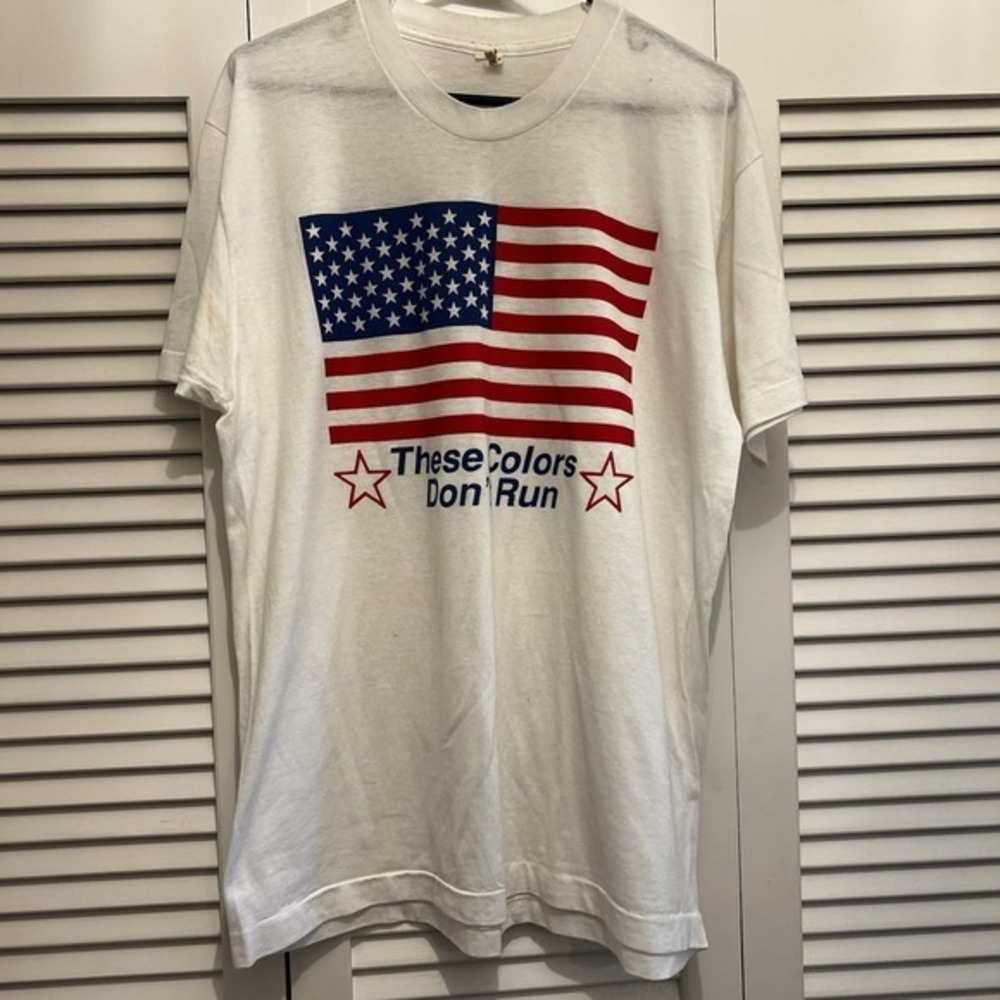 Men's Vintage These Color Don't Run American Flag Shirt Screen Stars 4th Of July